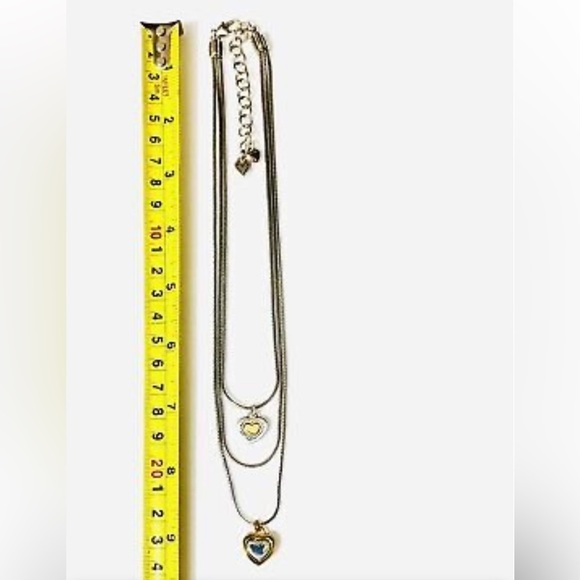 BRIGHTON RENDEZVOUS HEART Silver Gold 2 Tones TRIPLE Chains  NECKLACE - Picture 5 of 7